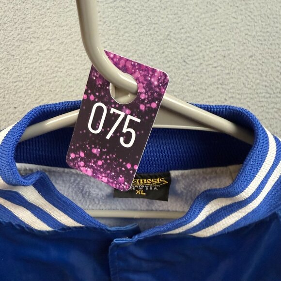 VTG Satin Bomber Jacket Extra Large Quilted Blue Snap Button Front 90s USA - Picture 13 of 13